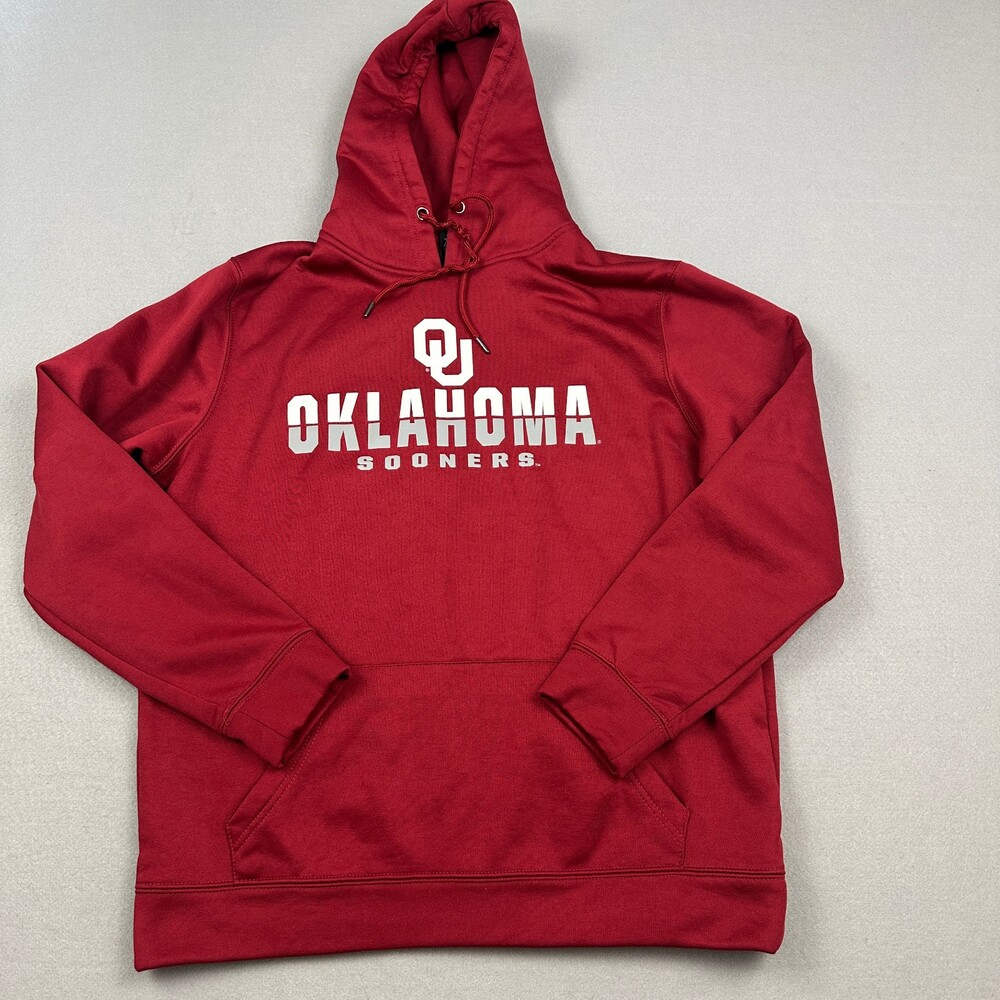 Oklahoma Sooners Hoodie Men Large Crimson Red Colosseum Sweatshirt Pullover L
